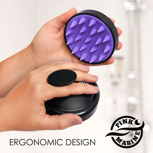 URBAN SOMBRERO Pink Marine Hair Scalp Massager, Silicone Hair Shampoo Brush for Scalp Care, Dry Scalp and Hair Growth - Black & Purple