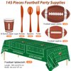 ADXCO 145 Pieces Football Themed Party Supplies Football Paper Plates Cups Napkins Spoons Forks Knives Tablecloth Football Party Tableware for Game Day Party Decorations, Serves 24 Guests
