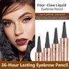 Eyebrow Pencil Dark Brown Microblading Eyebrow Pen 4 point Lift & Snatch Micro Brow Pencil Mothers Day Gifts Eyebrow Makeup Pen Waterproof Natural Looking Long Lasting Eye Makeup (Dark Brown 02#)