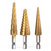 3Pcs/Set High Speed Steel Titanium Step Drill Bit Set with Pouch Impact Driver Compatible 28 (1/8-3/4'')
