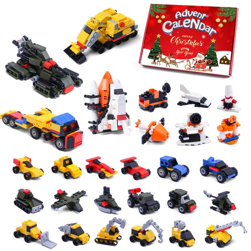 Bupelo Christmas Advent Calendar Building Blocks 2024, 24 Days Christmas Countdown Calendar, 6 in 1 Xmas Building Kit for Truck, Space, Military, Racing Car, Best Holiday Gifts for Boys Kids Teen Women