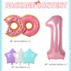 Dripykiaa 6 Pcs Donut Balloon Bouquet 40” Pink One Year Old Balloon Set for First Birthday Donuts Foil Helium Balloons Sweet One Donut Birthday Party Decorations Party Supplies Backdrops for Girls