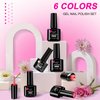 Gel Nail Polish Set, 6 Colors Macaron Colors Gel Nail Polish Kit Pale Pink Purple Blue Gel Polish Soak Off UV LED Nail Polish Set Manicure Kit Salon at Home (Rose pink)