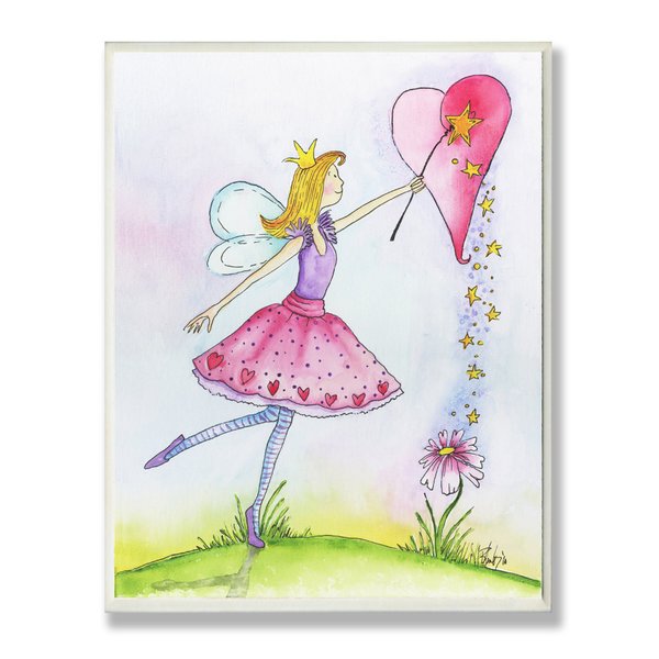 The Kids Room by Stupell Ballerina Fairy with Heart Rectangle Wall Plaque