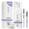LANBENA 100ml Eyelash Extension Cleanser/Shampoo with AMINO ACID, Oil Free Foam Bath Lash Cleaning Kit with Brush,Home Salon Use