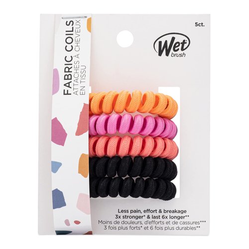 Wet Brush Fabric Coils Hair Scrunchies for Women & Girls - 5 Count, Pink - Suitable for All Hair Types - Pain-Free Hair Accessories Perfect for Long Lasting Braids, Ponytails and More