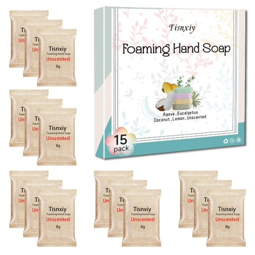 Tisnxiy Foaming Hand Soap Tablet Refills,15 pack Makes 120 fl oz Total (15x 8 fl oz),5 Scent Soap Refills Tablets,Eco Friendly Sustainable Soap Tablets for Hands（Unscented）