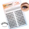 GEMERRY Lash Clusters with Bottom Lashes Natural Cluster Eyelash Extensions 11-14mm Cluster Lashes Wispy Lash Extension Clusters with 5-6mm Bottom Eyelashes DIY Eyelash Clusters for Self Use
