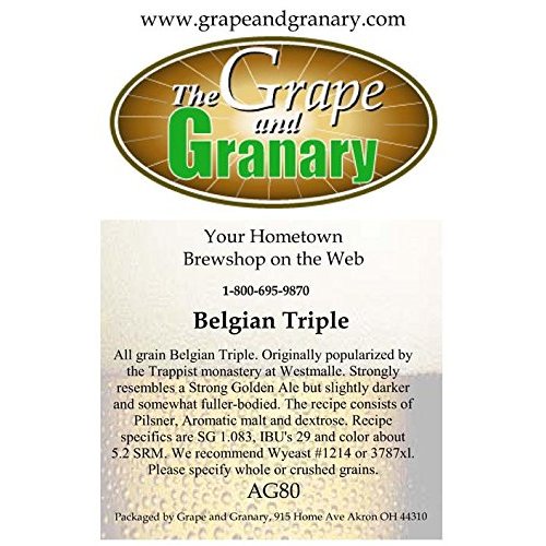 Grape and Granary All Grain Belgian Triple Beer Brewing Kit- For 5 US Gallons