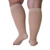 Surgical Opaque Knee-Hi Firm Support Open Toe 20-30mmHg Graduated compression Surgical Weight -- Made in USA (2XL, Beige) by Mojo Compression socks