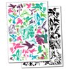 Hummingbirds and Flowers Temporary Tattoo Water Resistant Fake Body Art Set Collection - Black (One Sheet)