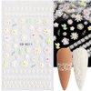 LIULI 5D Flowers for Nails Art Stickers Embossed Lace Butterfly Stereoscopic Engraved Pattern Adhesive Nail Decals for Spring Summer Nail Decorations (Black & White)
