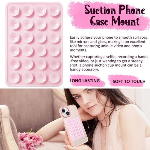 JingJinYY Silicone Suction Phone Case Mount, Non Slip Sticky Phone Grip for Cellphone, Silicon Adhesive Suction Cup Phone Mount, Strong Grip Holder for Selfies and Videos (White)
