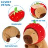 Ditucu Cute Capybara Plush Wear Strawberry Hat Soft Capibara Stuffed Animals Plushies Toys Hugging Gifts for Kids Brown 9 inch