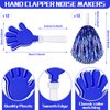 Sosation 36 Pcs Team Spirit Accessories, Christmas Cheerleading Pom Poms, Hand Clappers Party Favors and Thunder Sticks Noise Makers for Sporting Events Football Cheering Essentials(Blue Silver)