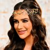 Fashey Boho Headchain Bead Tassels Headbands Gold Forehead Chains Bridal Headpiece Festival Hair Accessories for Women and Girls