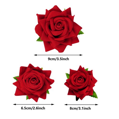 Topbuti 6 Pcs Rose Flower Hair Clip Rose Brooch Floral Hair Accessories for Woman Girls Flamenco Dancer Mexican Wedding Party Mother's Day Halloween Costume