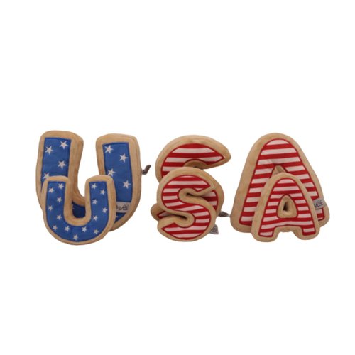 Midlee USA Sugar Cookie Dog Toy - 4th of July, Memorial Day, Patriotic Pet Plush Squeak Toys (Small)