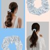 12 Pcs Shiny Metallic Cheer Dance Hair Scrunchies For Thick Hair School Performance/Sports/Practice/Party/Gymnastics Scrunchie Ponytail Holder Wrist for Girls Cosplay Show (White)