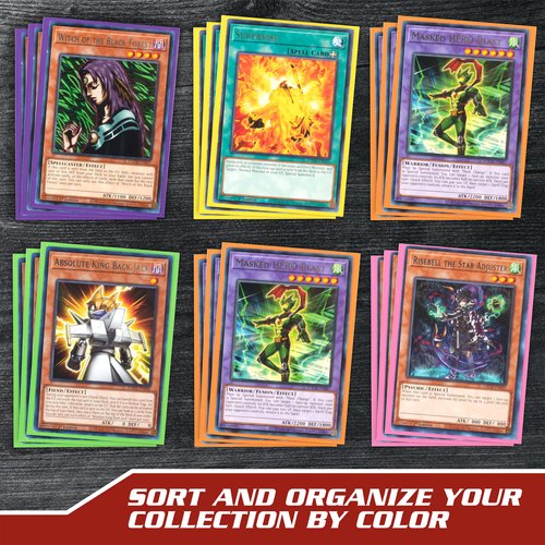 Monster Protectors Card Sleeves(300 Pack) -Small Size(64mm x 89mm) Bright Multi-Color Set of Card Protectors-Compatible with Yugioh & other Collectible TCGs & Sports Cards- Keep cards safe during play