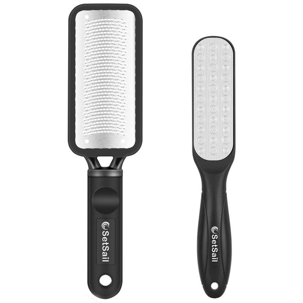 SetSail Callus Remover for Feet 2 Pack Colossal Foot Files Kit Foot Scrubber Foot Rasp Premium Stainless Steel Foot Files for Professional Foot Care
