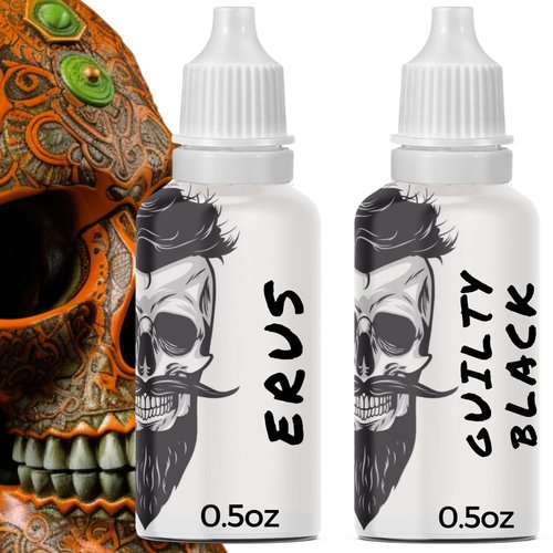 Anti-Aging Beard Oil for Men | Premium, Designer-Inspired Scents | 11 Natural Oils, Plant Retinol, Castor Oil for Growth | Masculine Luxury (Erus,Guilty Black) 2-0.5oz=1oz Sample Pack