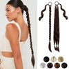 Cephermer Braided Ponytail Extension 26'' 30'' DIY Long Braid Hair Extensions Ponytail with Elastic Tie Straight Wrap Around Natural Soft Synthetic Hairpiece for Women Medium Brown