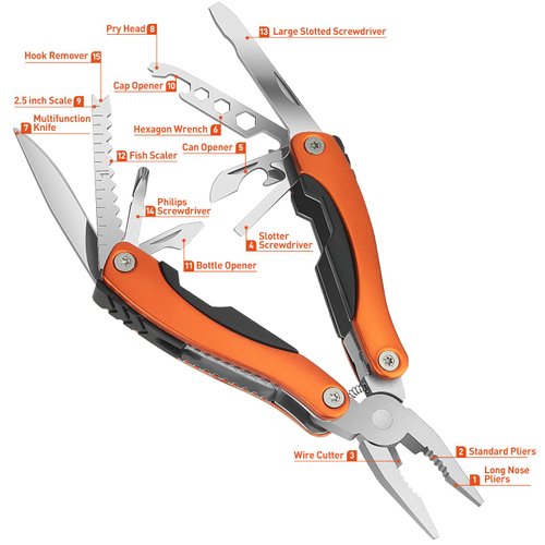 WIWUE GUO Multi Tool, Multitool, Survival Tools, Pocket Knife, Christmas Gifts, Multitool Pliers, Camping Knife, Hunting Knife with Holster and Nylon Sheath for Outdoor, Fishing, Hunting, Hiking
