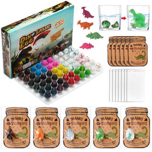60 Pcs Hatching Dinosaur Eggs Card Bulk, Dino Party Favors, Funny Birthday Party Supplies, Easter Party Favor for Kids Boys Girls (General Style)