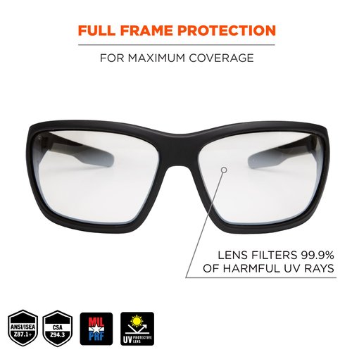 Ergodyne - 57083 Skullerz Baldr Anti-Fog Safety Glasses- Black Frame, In/Outdoor Lens