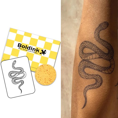 Boldink Temporary Tattoos, semi permanent tattoos, 15-day long lasting tattoo sticker, waterproof and anti-reflective, unique design（Snake 2）
