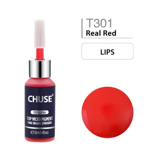 CHUSE Microblading Ink Permanent Makeup Pigment 0.4oz/12ml Lip Color Ink Microblading Pigment for Lips (T301 Real Red)
