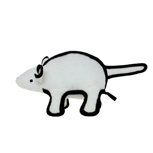 TUFFY - World's Tuffest Soft Dog Toy - Barnyard Mouse - NO Squeakers - Multiple Layers. Made Durable, Strong & Tough. Interactive Play (Tug, Toss & Fetch). Machine Washable & Floats. (Regular White)