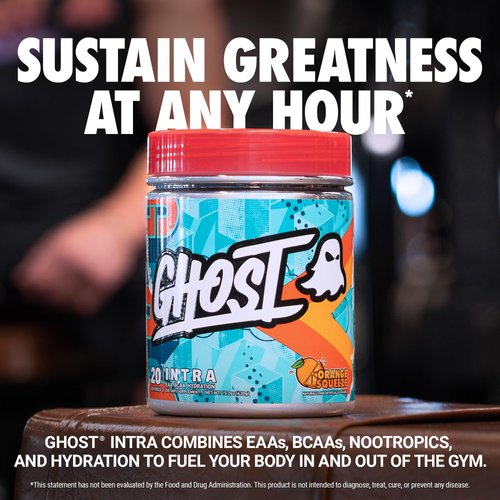 GHOST Intra Workout Powder, Orange Squeeze - BCAAs, & EAAs, Nootropics & Hydration - Essential & Branch Chain Amino Acids Supports Muscle Recovery & Focus - Pre, Intra & Post Workout Powders