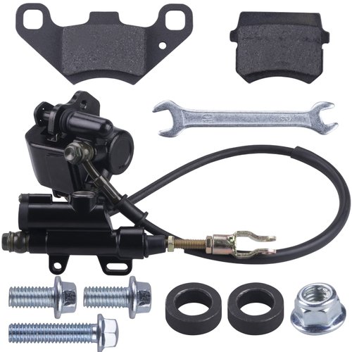 CNCMOTOK Rear Disc Brake Master Cylinder Caliper With Replaced Disc Brake Pad fit for 50cc 70cc 90cc 110cc 125cc Chinese TaoTao 110cc Peace Motorsports Quad Coolster 3050HD ATV Kids Four Wheeler