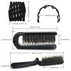 Aozzy 6Pcs Travel Boar Bristle Folding Hair Brush with Retractable Band for Thin/Thick Hair, Mini Brush for Women's Hairstyles, Men's Hair & Beard - Great for Purse/Pocket