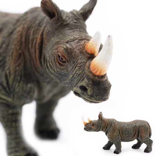 Gemini&Genius Safari Animal Toys, Rhinoceros Figurine Toy, Wildlife World Action Figures, Great Gifts, Collection, Cake Topper, Storytelling Props and Room Decor for Kids 4 Years Old and Up