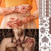 Henna Tattoos 6 Sheets Brown Henna Temporary Tattoo Stickers Waterproof Sexy Fake Tattoos Brown Henna Tattoos Sticker for Women Girls DIY on Body Face Arms Legs Decoration