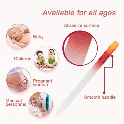 20 Pcs Glass Nail File Bulk with Plastic Sleeve, Crystal Fingernail Files Set, Double Sided Finger Nail Files, Professional Manicure Nail Care for Women Girls