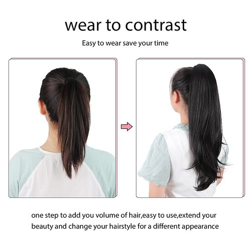 HSPJHTM Ponytail Extension,Black Hair Extensions 24" Claw Clip Ponytail Extension for Women Curly Hair Piece Synthetic Wavy Pony Tail Wig Halloween Fluffy
