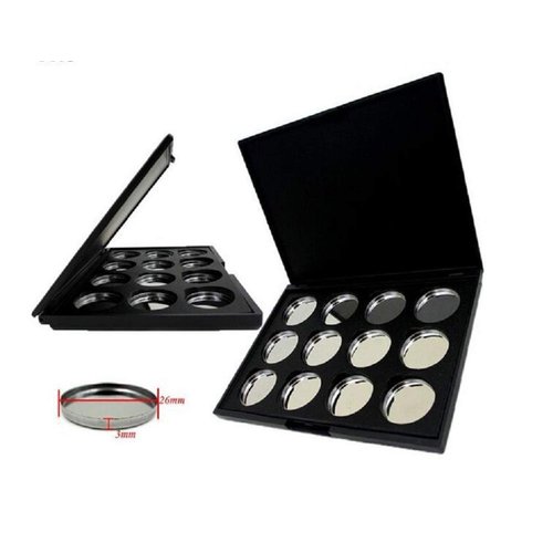 Vodisa Empty Magnetic Eyeshadow Palette, Make Up Container Pallet for Empty Magnetic Cosmetics Makeup Eyeshadow Eye Shadow Aluminum Palette Pans Case,Black