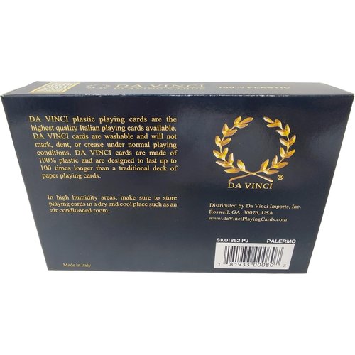 DA VINCI Palermo, Italian 100% Plastic Playing Cards, 2 Deck Set with Hard Shell Case and 2 Cut Cards (Poker Size Jumbo Index)