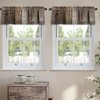 LALILO Brown Grey Kitchen Curtains Abstract Art Valances for Windows Blackout Window Treatment Valances Rod Pocket Curtain Valance for Bathroom Bedroom Living Room Cafe,52 X 18 Inch,2 Panel