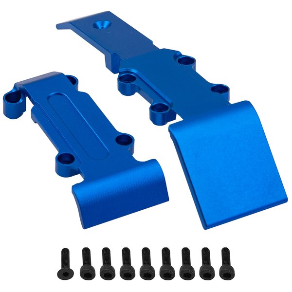 Vgoohobby Aluminum Alloy Front & Rear Skid Plate Skidplate Set #7037 Compatible with 1/16 Traxxas E-Revo 71054 VXL Slash 4WD 70054 Summit 72054 RC Car