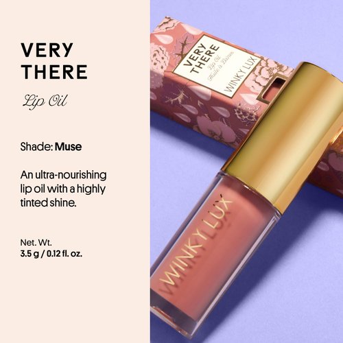 Winky Lux Very There Lip Oil, Hydrating Nude Pink Tint with Jojoba Oil, Non-Sticky Glossy Lip Oil, Tinted Pink Gloss for Juicy Lip, Muse