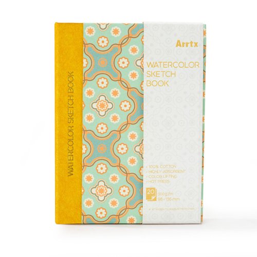 Arrtx Watercolor Sketchbook,100% Cotton Acid-Free 140lb/300gsm Hot Press Hardcover Watercolor Journal Notebook,20 Sheets 5.35 x 3.86 inches