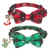 ADOGGYGO Christmas Cat Collar Breakaway with Cute Bow Tie Bell - 2 Pack Kitten Collar Red Green Plaid Xmas Kitten Collar with Removable Bowtie Cat Bow Collar for Cats Kittens (7.5"- 10.5", Red&Green)
