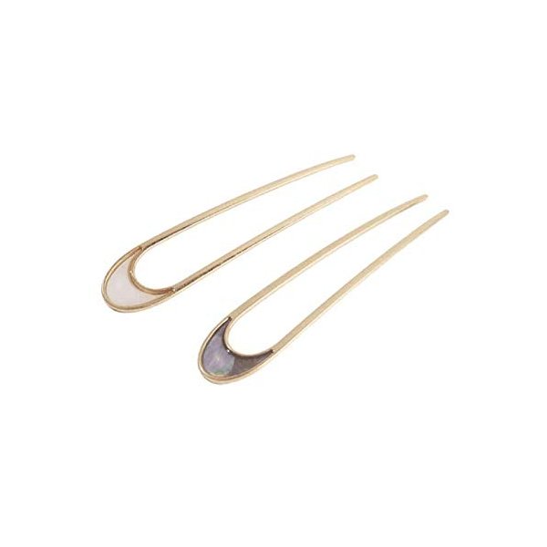 Aeyistry 2 PCS Simple hair Sticks Vintage Metal Hair Pins Moon Elegant Hair Chopsticks U-shaped Headdress Hair Styling Accessories for Woman and Girls