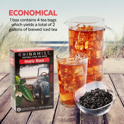 China Mist Iced Tea – Gnarly Black Tea Infusion – Refreshing and Delicious – Each Tea Bag Yields 1/2 Gallon – 4 bags.