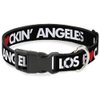 Dog Collar Plastic Clip Los F*ckin Angeles Heart Black White Red 13 to 18 Inches 1.5 Inch Wide
